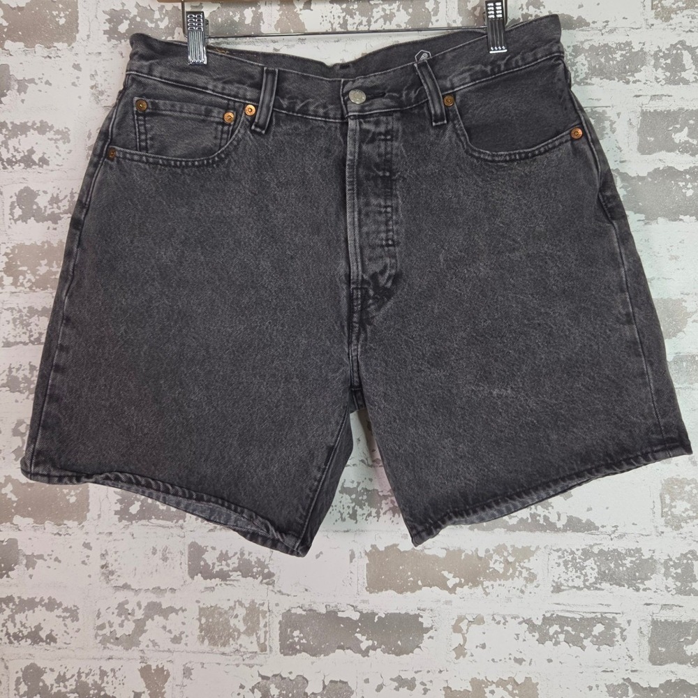 Levi's 501 Denim Shorts Mens 34 Black Gray Original Fit Strong Grunge Streetwear